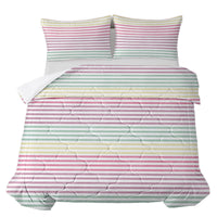 HKM-303763 Rainbow Striped Comforter Set with 2 Pillow Shams - Soft Microfiber Bedding for Full Size Comfort