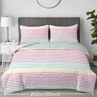 HKM-303763 Rainbow Striped Comforter Set with 2 Pillow Shams - Soft Microfiber Bedding for Full Size Comfort