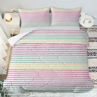 HKM-303763 Rainbow Striped Comforter Set with 2 Pillow Shams - Soft Microfiber Bedding for Full Size Comfort