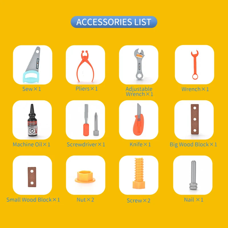 KTX-304019 Educational DIY Tool Box Set for Kids – 17-Piece Pretend Play Mechanic Toys, Ages 3+