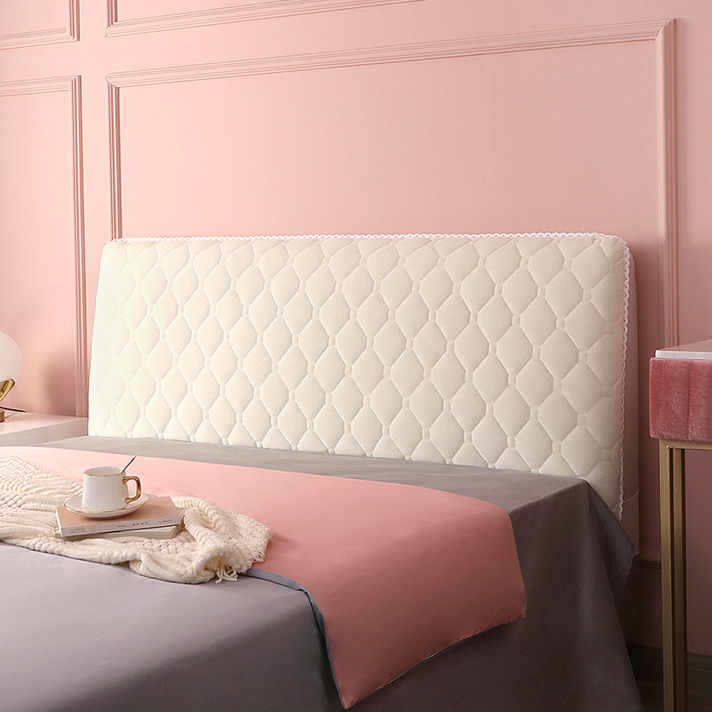 HKM-304083 Flannel Bed Headboard Cover - Soft, Dust-Proof Curved Backrest Protector in Luxury Plaid Style
