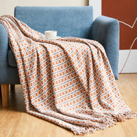 HKM-304147 Houndstooth Pattern Acrylic Woolen Blanket - Modern Geometric Design, Multiple Colors Available