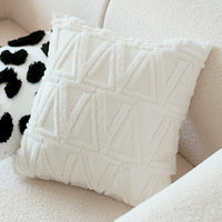 HKM-304211 Retro Rabbit Fur Checkerboard Sofa Cushion Cover and Pillow Set - 45x45cm