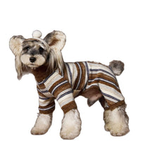 HKM-304339 Cozy Striped Dog Sweater for Schnauzers, Teddies, Bichons & Maltese - Thick Warm Design