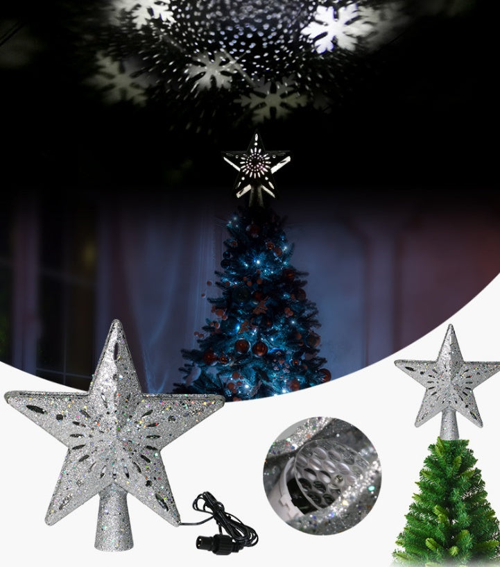 HKM-304531 LED Star-Shaped Christmas Tree Top Projection Light with Adjustable Snowflake Effect
