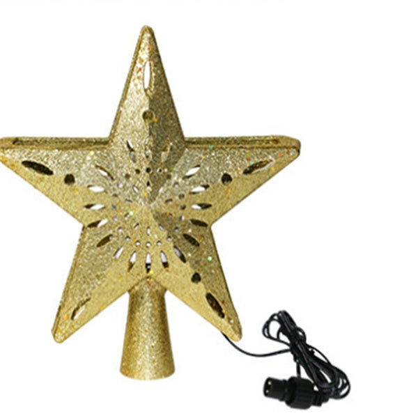 HKM-304531 LED Star-Shaped Christmas Tree Top Projection Light with Adjustable Snowflake Effect