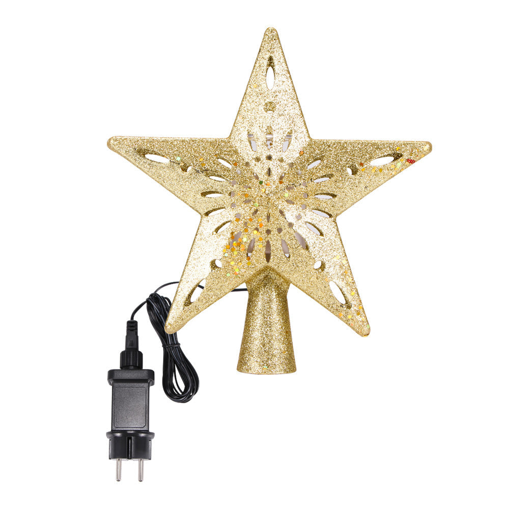 HKM-304531 LED Star-Shaped Christmas Tree Top Projection Light with Adjustable Snowflake Effect
