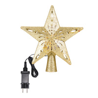 HKM-304531 LED Star-Shaped Christmas Tree Top Projection Light with Adjustable Snowflake Effect