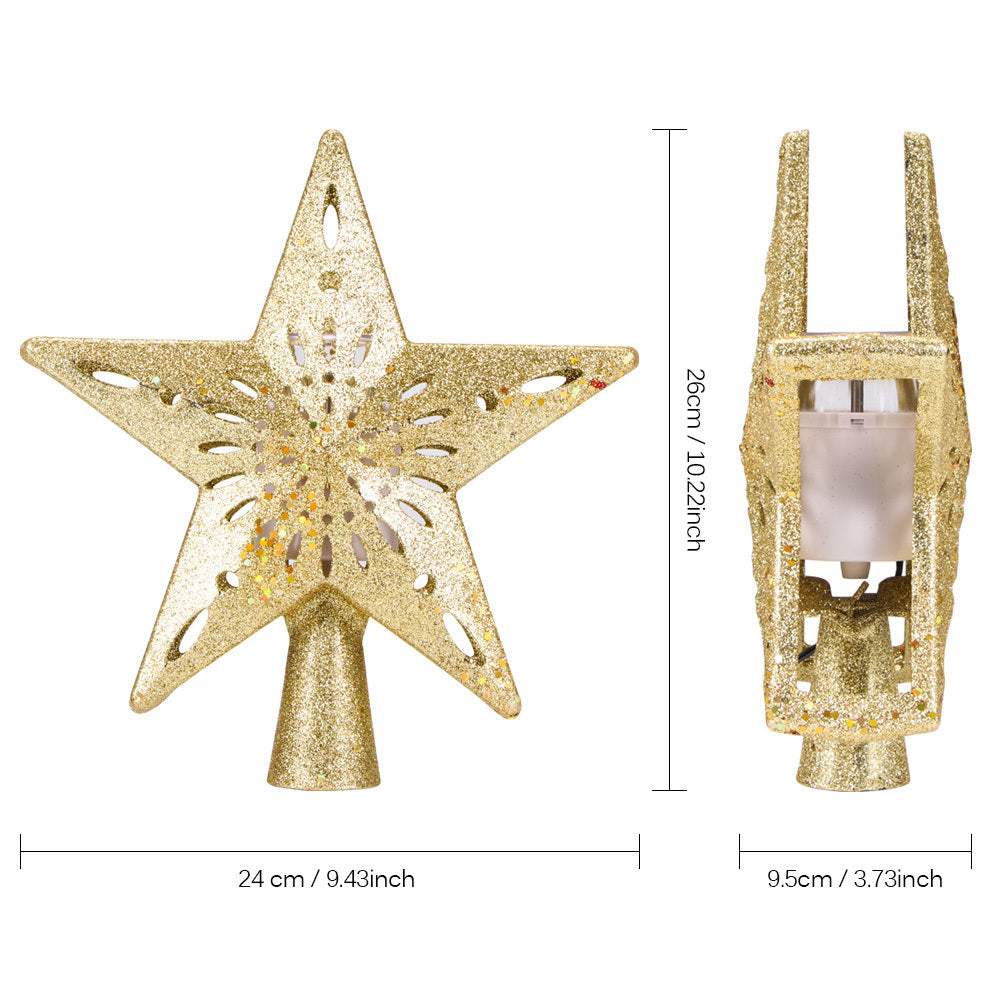 HKM-304531 LED Star-Shaped Christmas Tree Top Projection Light with Adjustable Snowflake Effect
