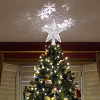 HKM-304531 LED Star-Shaped Christmas Tree Top Projection Light with Adjustable Snowflake Effect