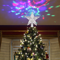 HKM-304531 LED Star-Shaped Christmas Tree Top Projection Light with Adjustable Snowflake Effect