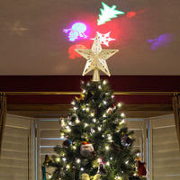 HKM-304531 LED Star-Shaped Christmas Tree Top Projection Light with Adjustable Snowflake Effect
