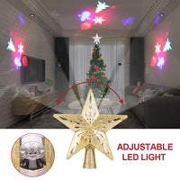 HKM-304531 LED Star-Shaped Christmas Tree Top Projection Light with Adjustable Snowflake Effect