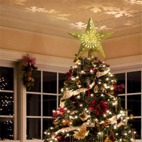 HKM-304531 LED Star-Shaped Christmas Tree Top Projection Light with Adjustable Snowflake Effect