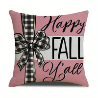 HKM-304595 Autumn 4-Pack Pillow Covers 18x18in with Pumpkin and Maple Leaf Design for Seasonal Home Decor