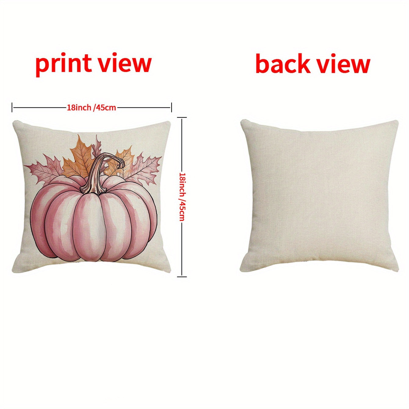 HKM-304595 Autumn 4-Pack Pillow Covers 18x18in with Pumpkin and Maple Leaf Design for Seasonal Home Decor