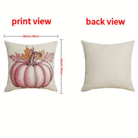 HKM-304595 Autumn 4-Pack Pillow Covers 18x18in with Pumpkin and Maple Leaf Design for Seasonal Home Decor
