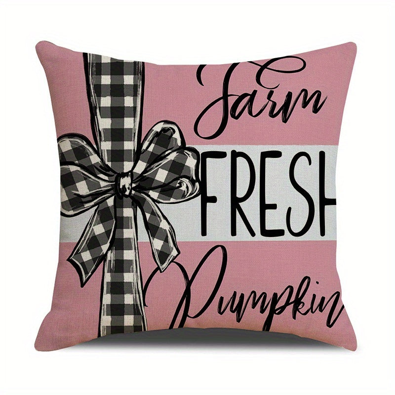 HKM-304595 Autumn 4-Pack Pillow Covers 18x18in with Pumpkin and Maple Leaf Design for Seasonal Home Decor