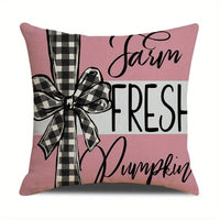 HKM-304595 Autumn 4-Pack Pillow Covers 18x18in with Pumpkin and Maple Leaf Design for Seasonal Home Decor
