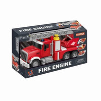 HKM-304723 1:12 Scale Plastic Pull Back Fire Truck Toy for Kids Ages 2 and Up