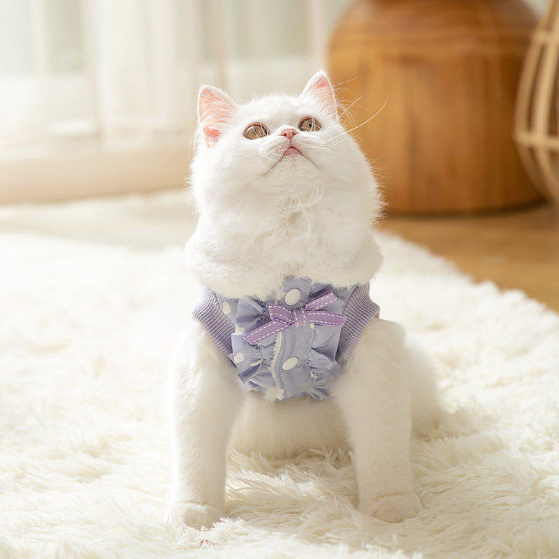 HKM-304723 Cozy Thickened Vest for Kittens - Available in Purple, Orange, and Pink