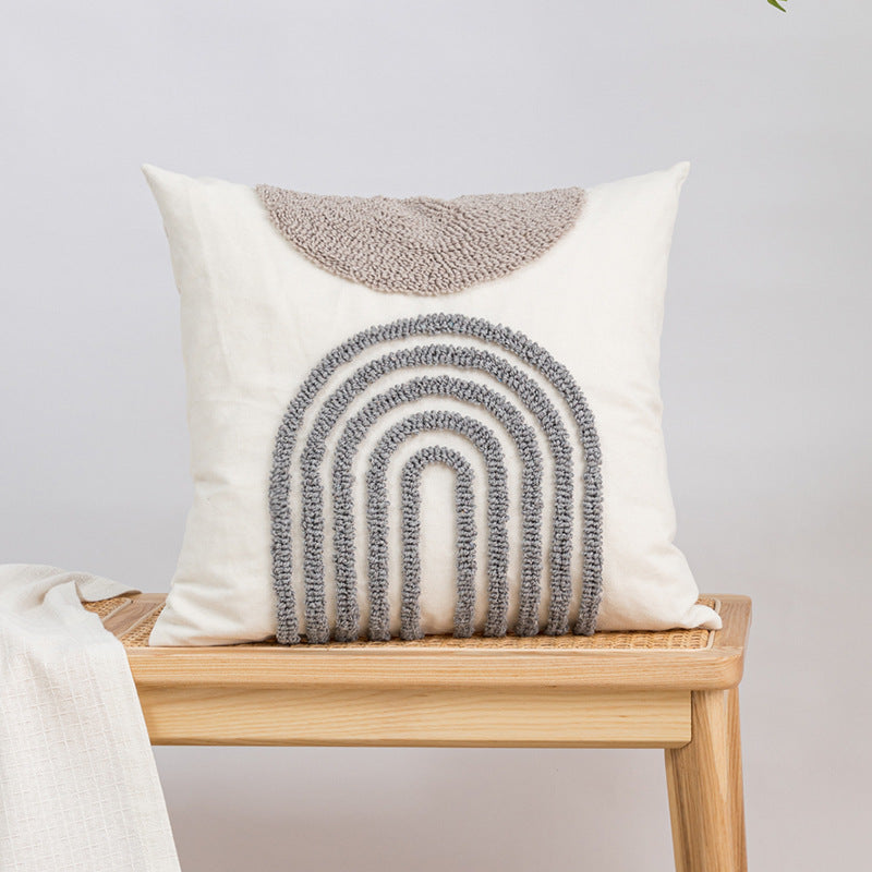 HKM-304979 Velvet Cushion Covers in Center Rhombus and Loop Designs - Modern Simple Style, Various Colors Available, 45x45cm and 30x50cm