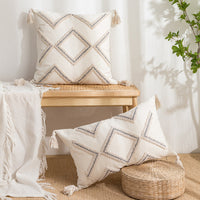 HKM-304979 Velvet Cushion Covers in Center Rhombus and Loop Designs - Modern Simple Style, Various Colors Available, 45x45cm and 30x50cm