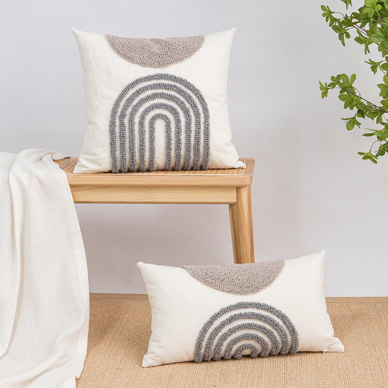 HKM-304979 Velvet Cushion Covers in Center Rhombus and Loop Designs - Modern Simple Style, Various Colors Available, 45x45cm and 30x50cm