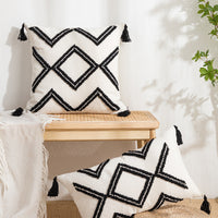 HKM-304979 Velvet Cushion Covers in Center Rhombus and Loop Designs - Modern Simple Style, Various Colors Available, 45x45cm and 30x50cm
