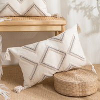 HKM-304979 Velvet Cushion Covers in Center Rhombus and Loop Designs - Modern Simple Style, Various Colors Available, 45x45cm and 30x50cm