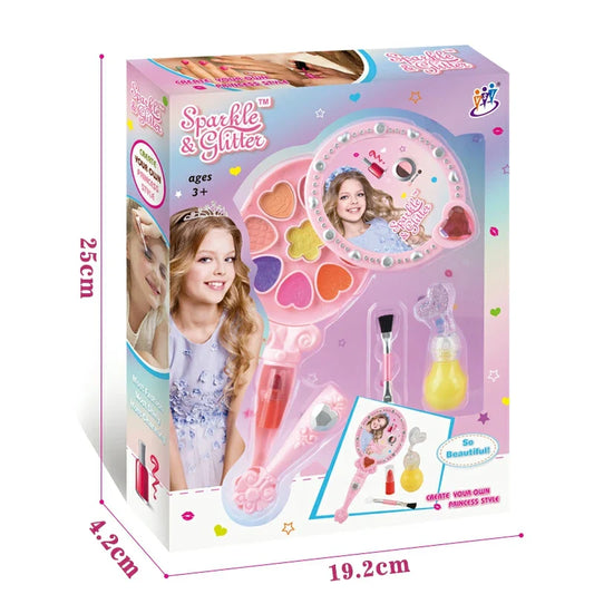 HKM-305171 Children's Makeup Set with Lip Gloss, Fairy Gold Mirror, and Eye Shadow for Creative Play