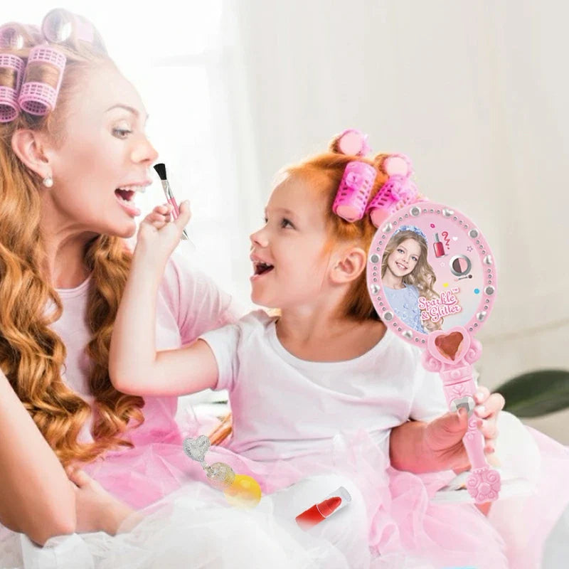HKM-305171 Children's Makeup Set with Lip Gloss, Fairy Gold Mirror, and Eye Shadow for Creative Play