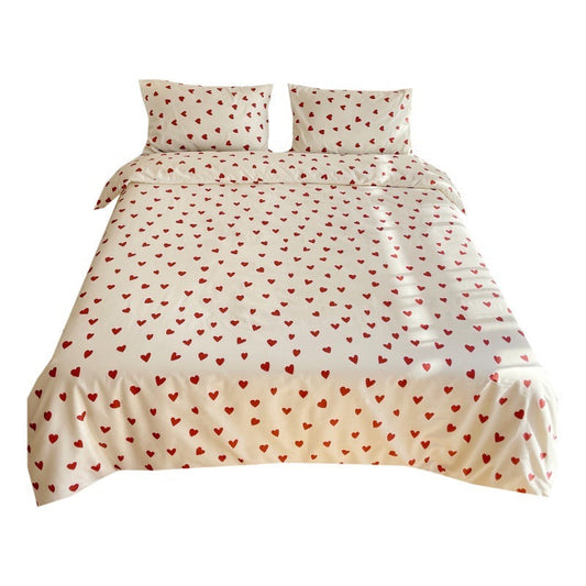 HKM-305235 Cotton Heart-Shaped Bed Set - Three-Piece and Four-Piece Options for Various Bed Sizes