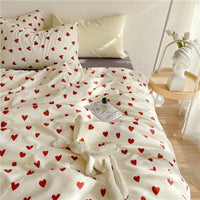 HKM-305235 Cotton Heart-Shaped Bed Set - Three-Piece and Four-Piece Options for Various Bed Sizes