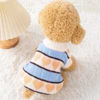 HKM-305235 Peach Heart Velvet Pet Sweater for Dogs and Cats - Casual Wool Hoodie in Sizes S to XXL