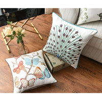 HKM-305299 Cartoon Peacock Pattern Cotton Cushion Pillow - 45x45 cm