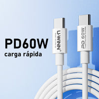 HKM-305299 USB-C to USB-C Cable, PD 60W, 1M, 4-Wire, PVC, Data Transfer 480 Mbps, White