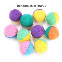 HKM-305363 Latex Foam Ball Cat Toy - 10 Random Color Set, 3.8cm Diameter Chase Balls