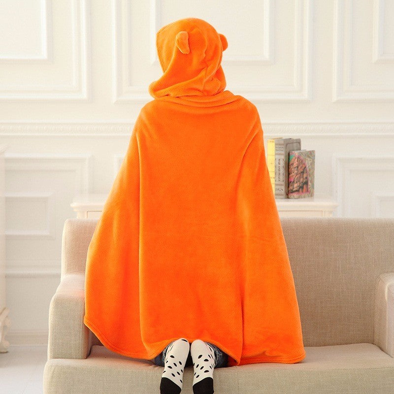 KTX-305491 Cozy Orange Umaru Chan Cloak Costume - Soft Coral Fleece Blanket Hoodie for All Ages