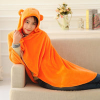 HKM-305491 Cozy Orange Umaru Chan Cloak Costume - Soft Coral Fleece Blanket Hoodie for All Ages