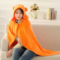 HKM-305491 Cozy Orange Umaru Chan Cloak Costume - Soft Coral Fleece Blanket Hoodie for All Ages