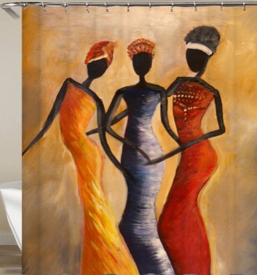 KTX-305619 African Girl Digital Print Shower Curtain - Vibrant Art for Your Bathroom Decor