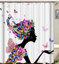 HKM-305619 African Girl Digital Print Shower Curtain - Vibrant Art for Your Bathroom Decor