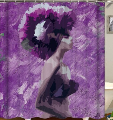 KTX-305619 African Girl Digital Print Shower Curtain - Vibrant Art for Your Bathroom Decor