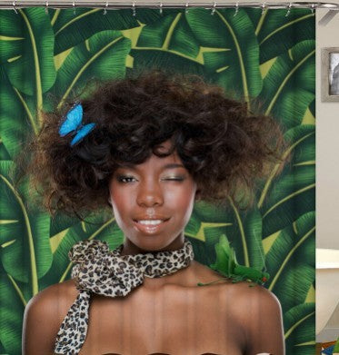 KTX-305619 African Girl Digital Print Shower Curtain - Vibrant Art for Your Bathroom Decor