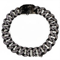 HKM-305619 Stainless Steel Casting Sub-Black And White Diamond Dog Necklace Dog Necklace
