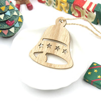 HKM-305683 Christmas Wooden Pendant Decorations - Birch Snowflake, Elk, Tree, Bell, Horse - Set of 6 Ornaments