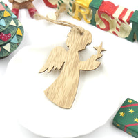 HKM-305683 Christmas Wooden Pendant Decorations - Birch Snowflake, Elk, Tree, Bell, Horse - Set of 6 Ornaments