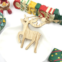 HKM-305683 Christmas Wooden Pendant Decorations - Birch Snowflake, Elk, Tree, Bell, Horse - Set of 6 Ornaments
