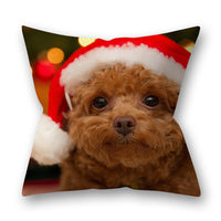 HKM-305747 Christmas Pillowcase Featuring Cats and Dogs in American Country Style – Peach Skin Material
